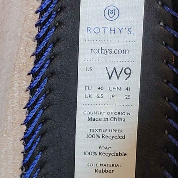 rare!ROTHY'S orange flats with blue and white stripe back mesh slip-on shoe - Picture 6 of 17